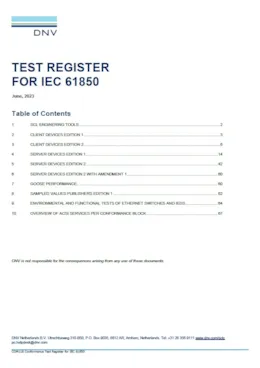 Conformance test register IEC 61850